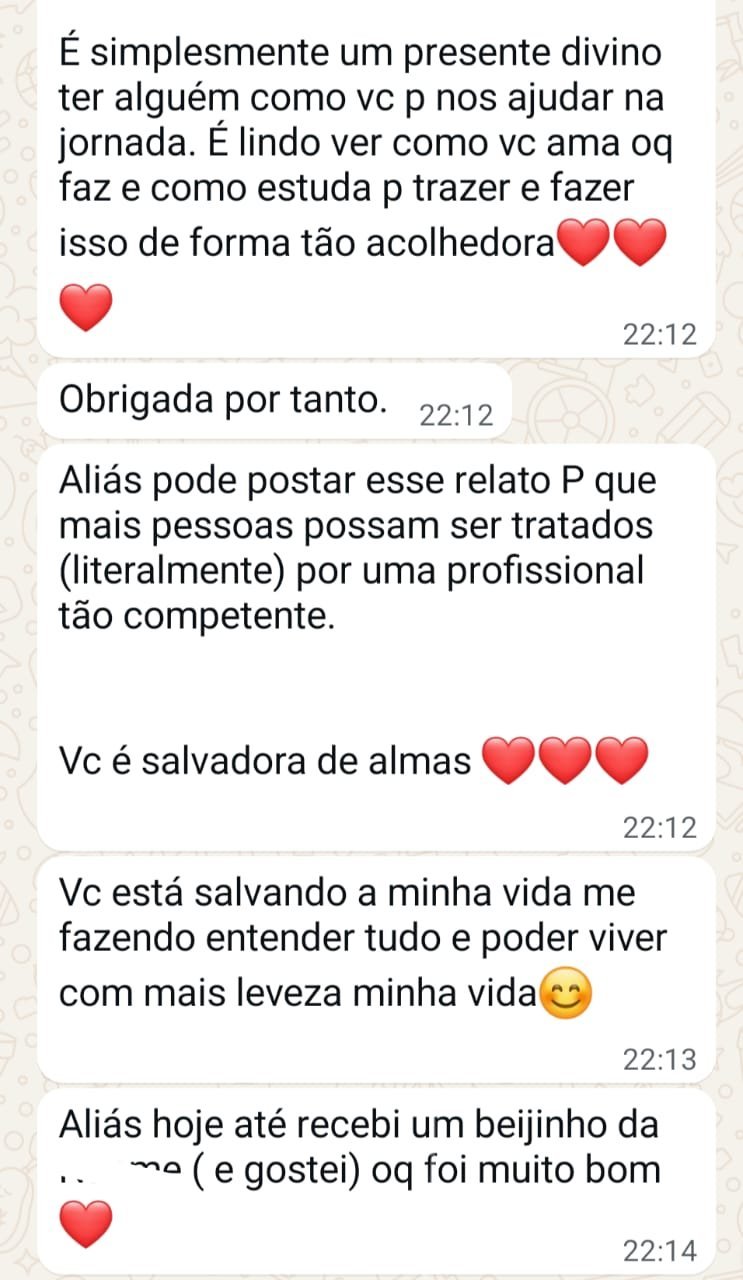 Mensagem de aluna agradecendo a Fiamma